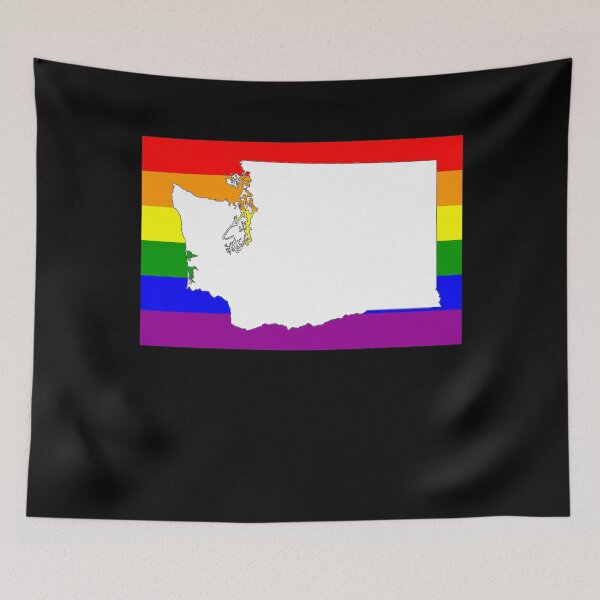 Item preview, Washington Gay Pride Shirt - Washington LGBT Rainbow Flag Shirt - Washington Map designed and sold by Galvanized.