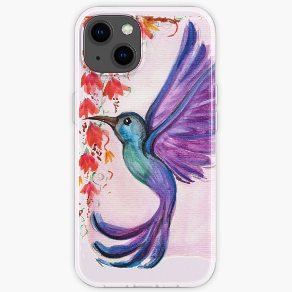 Hummingbird and Flowers iPhone Soft Case