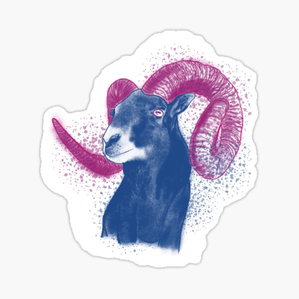 Blue and Pink Goat Sticker