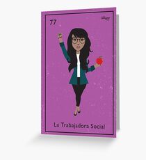 La Trabajadora Social Green Jacket Greeting Card