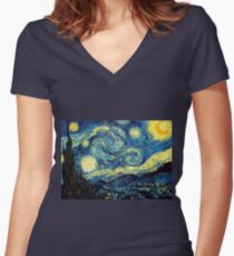 Vincent Van Gogh - Starry night Women's Fitted V-Neck T-Shirt