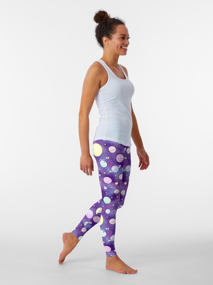 Alternate view of Need Some Space! Kawaii Galaxy Doodle Leggings