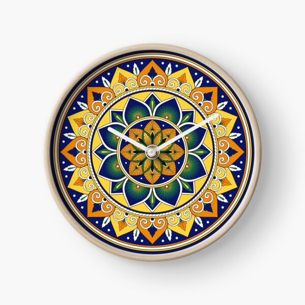 Italian Tile Pattern – Peacock motifs majolica from Deruta Clock