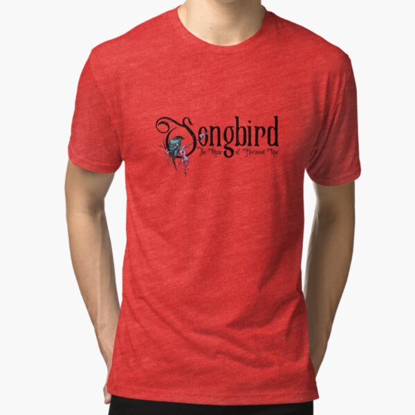 Songbird - Black Logo : Coloured Bird & Flowers Tri-blend T-Shirt