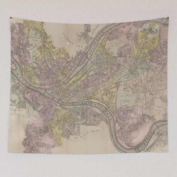 Item preview, Vintage Map of Pittsburgh PA (1919) designed and sold by BravuraMedia.