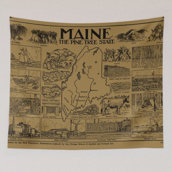 Item preview, Vintage Map of Maine (1912) - Tan designed and sold by BravuraMedia.