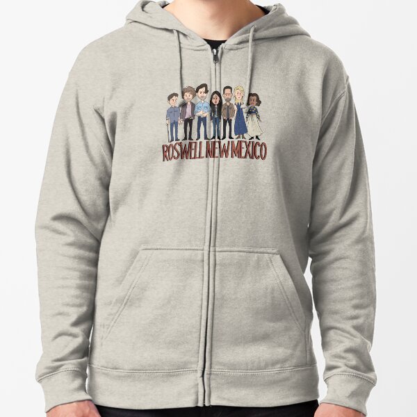 Roswell New Mexico Cast Cartoon Zipped Hoodie