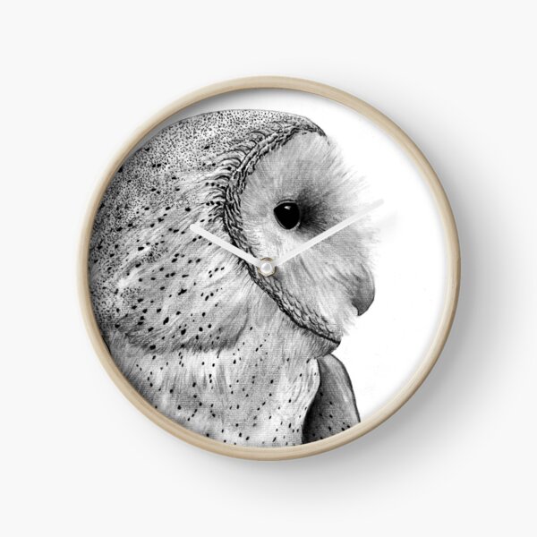 Majestic Snow Owl Drawing Clock