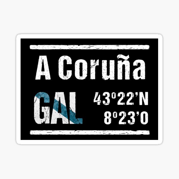 A Coruña Galicia Coordenadas Pegatina