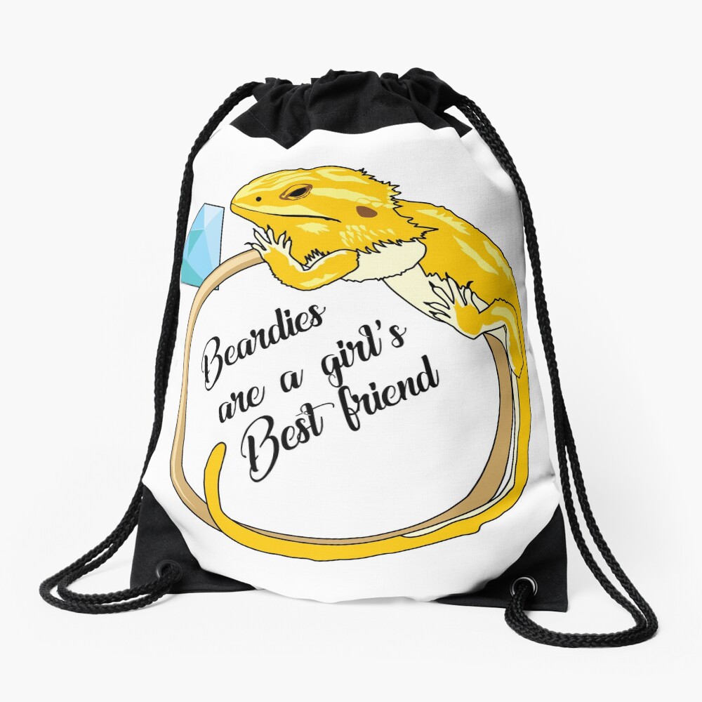 Beardies Are a Girls Best Friend Drawstring Bag