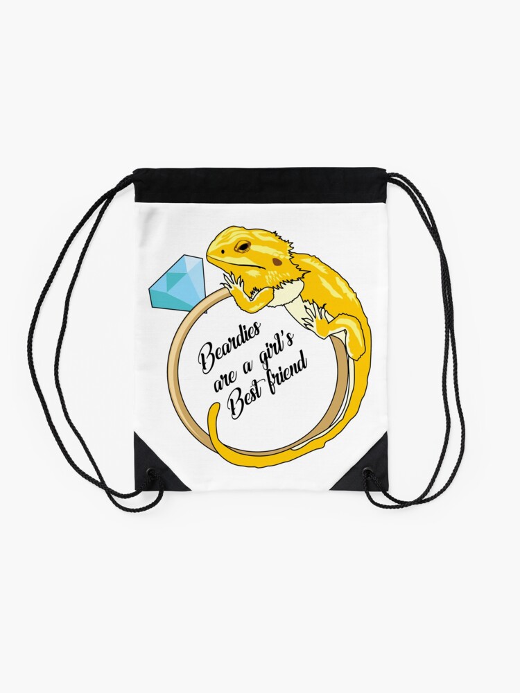 Alternate view of Beardies Are a Girls Best Friend Drawstring Bag