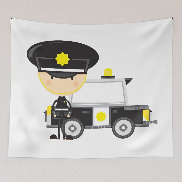 Item preview, Cartoon Policeman and Police Car designed and sold by MurphyCreative.