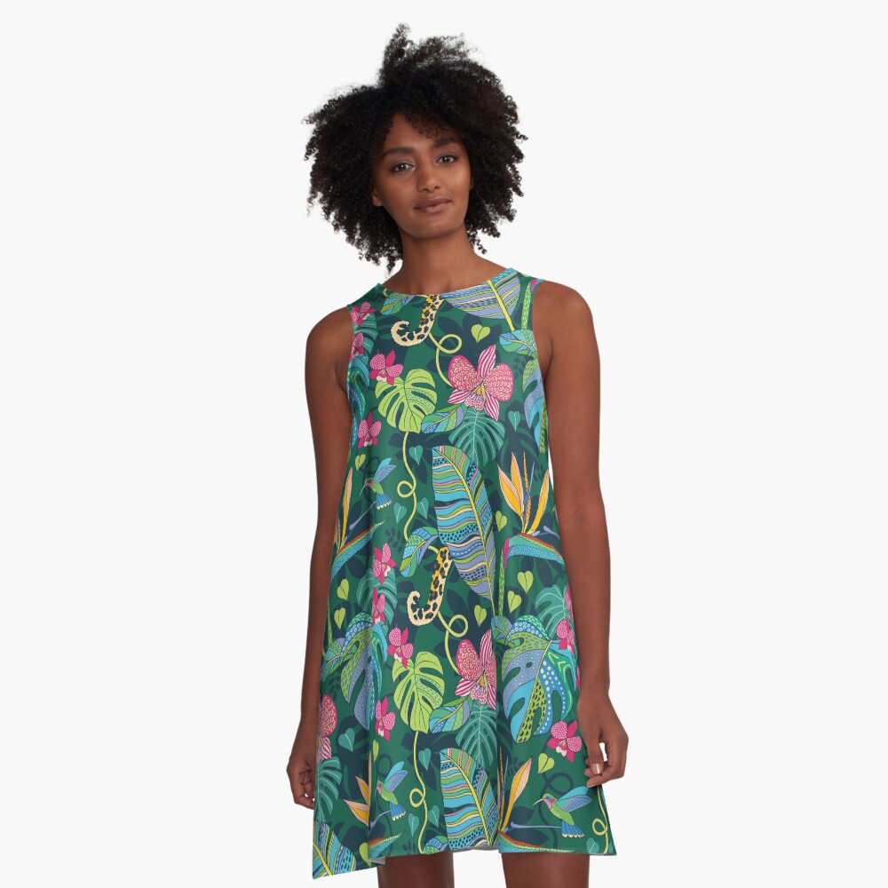 Bohemian Tropics A-Line Dress