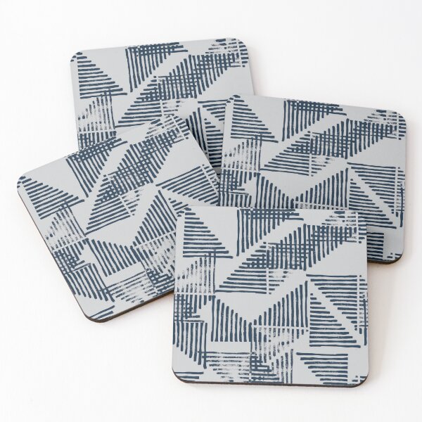 Item preview, Striped Triangle Geometric Block Print in Blue and Gray designed and sold by House of Haha.