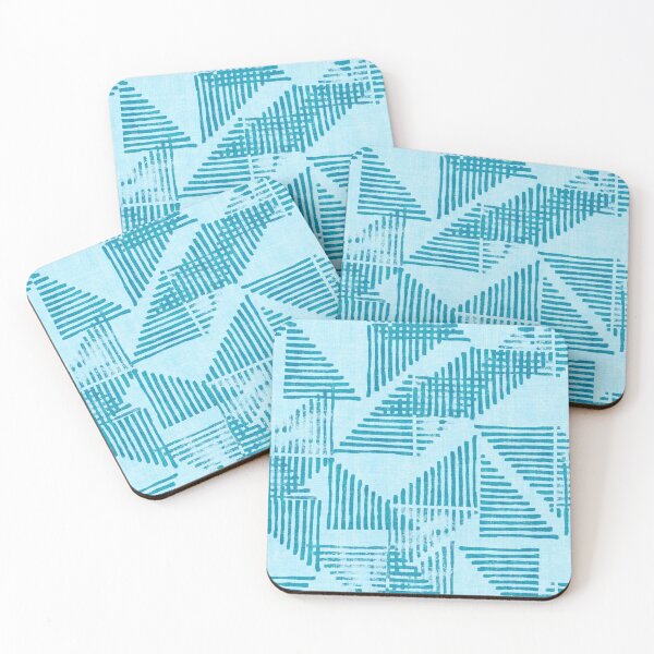 Item preview, Striped Triangle Geometric Block Print in Teal designed and sold by House of Haha.