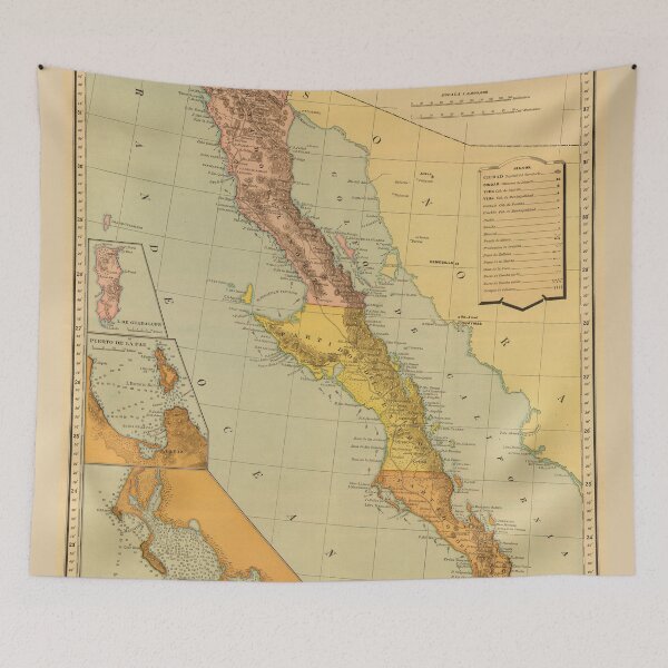 Item preview, Vintage Map of Baja California (1886) designed and sold by BravuraMedia.