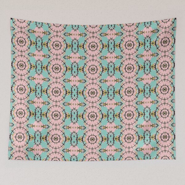 Item preview, BROKEN SPOKES ON PINK AND AQUA designed and sold by Susaninaustin.