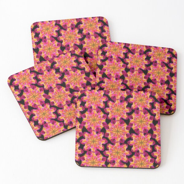 Item preview, Human Heart Floral Star Pattern Design Black Red Magenta Yellow Human Anatomy Art designed and sold by GRAPHICxBOMB.