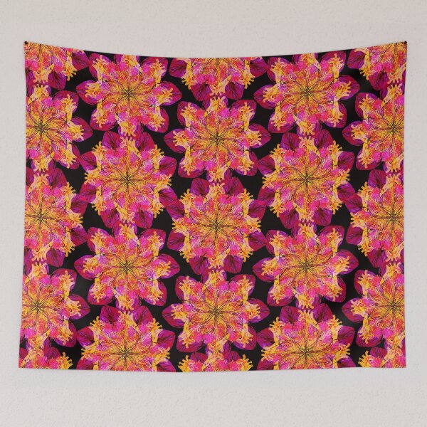 Item preview, Human Heart Floral Star Pattern Design Black Red Magenta Yellow Human Anatomy Art designed and sold by GRAPHICxBOMB.