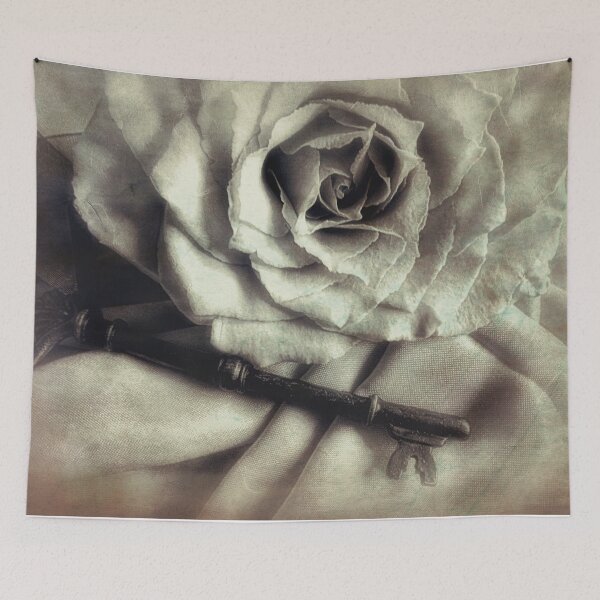 Item preview, Faded Rose and Old Key Vintage Style Modern Country Cottage Art A130 designed and sold by byNicol.