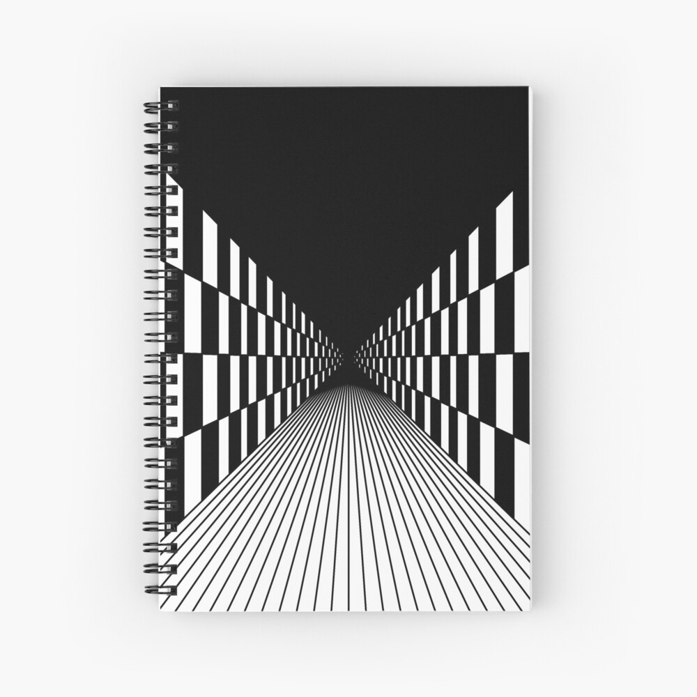 Cuaderno de espiral «Dibujo lineal en blanco y negro asimétrico.» de  CrazyRabbits | Redbubble