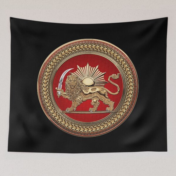 Item preview, Gold Persian Lion and Sun over Black Velvet designed and sold by Serge Averbukh Art Studio.