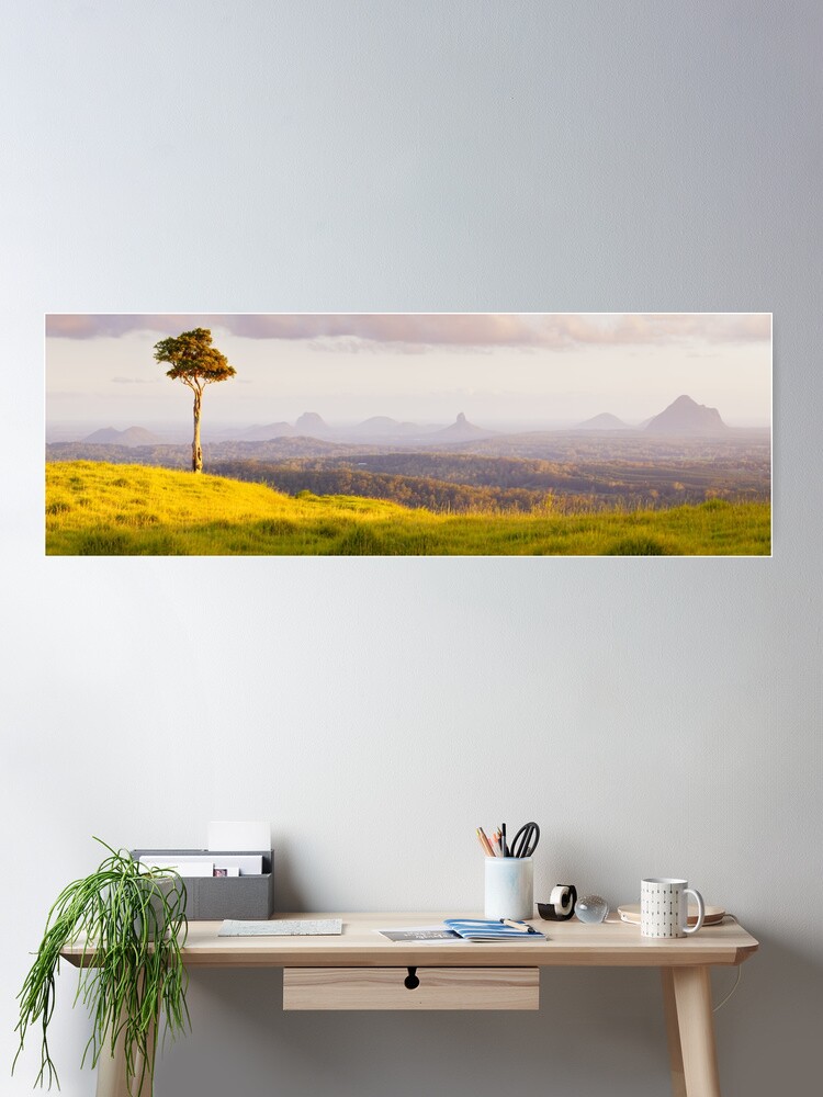 Thumbnail 1 of 3, Poster, One Tree Hill, Glass House Mountains, Queensland, Australia designed and sold by Michael Boniwell.