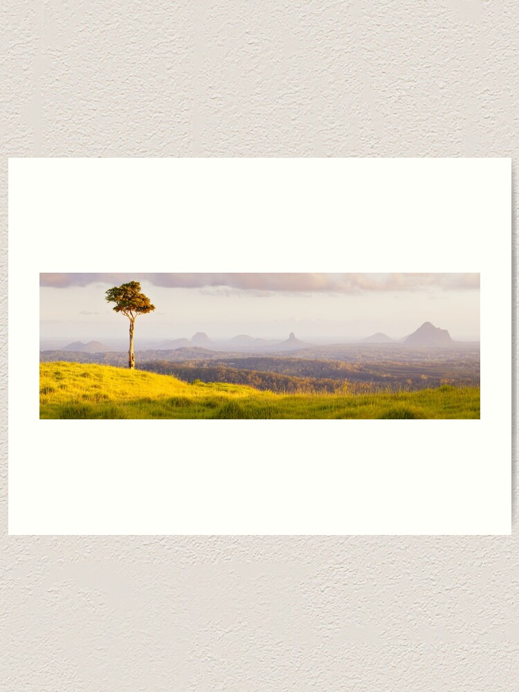 Thumbnail 2 of 3, Art Print, One Tree Hill, Glass House Mountains, Queensland, Australia designed and sold by Chockstone.