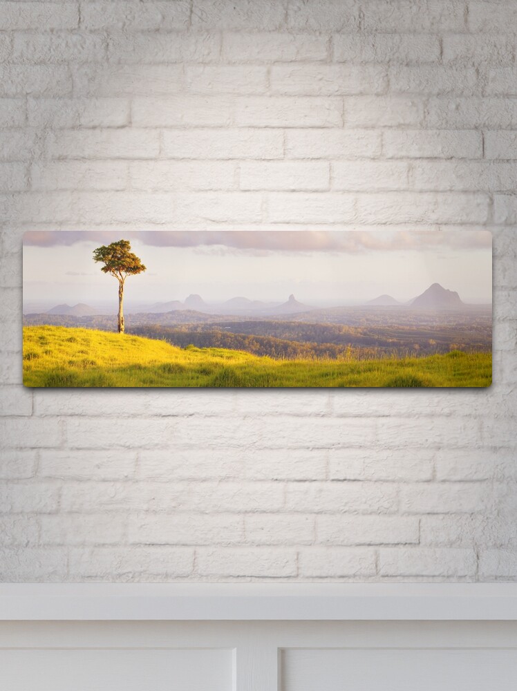 Metal Print, One Tree Hill, Glass House Mountains, Queensland, Australia designed and sold by Michael Boniwell