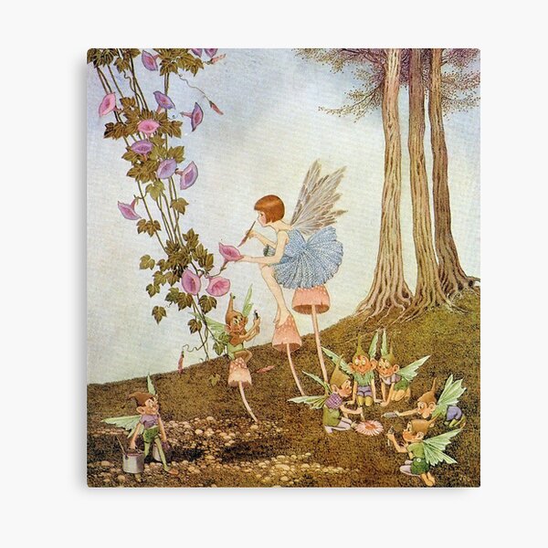 Periwinkle Painting the Petals - Ida Rentoul Outhwaite Canvas Print