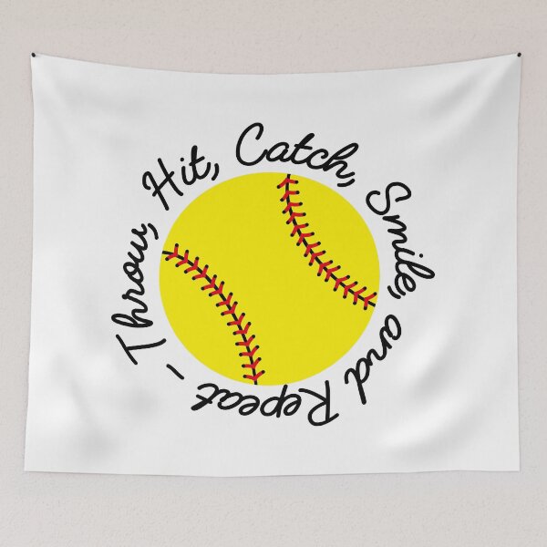 Item preview, Throw Hit Catch Smile and Repeat Softball designed and sold by VintageStyle.