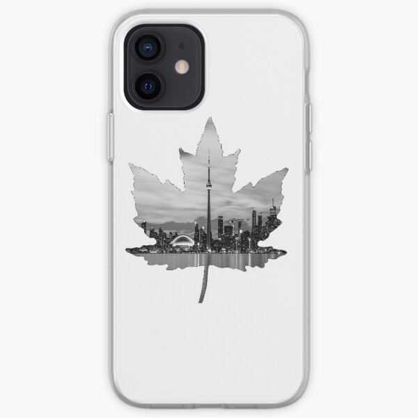 Maple Leaf With Black and White Toronto Skyline Photo iPhone Soft Case