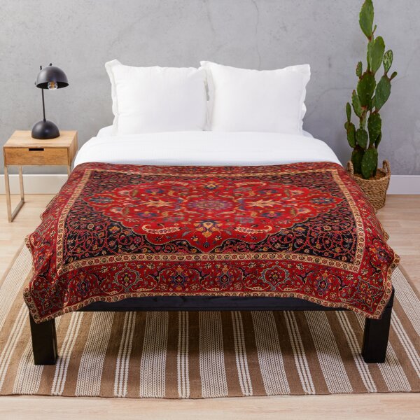 Antique Persian Rug Throw Blanket