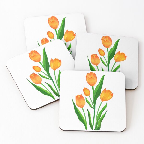 Item preview, Watercolor Orange Red Tulips  designed and sold by artichromadsgns.