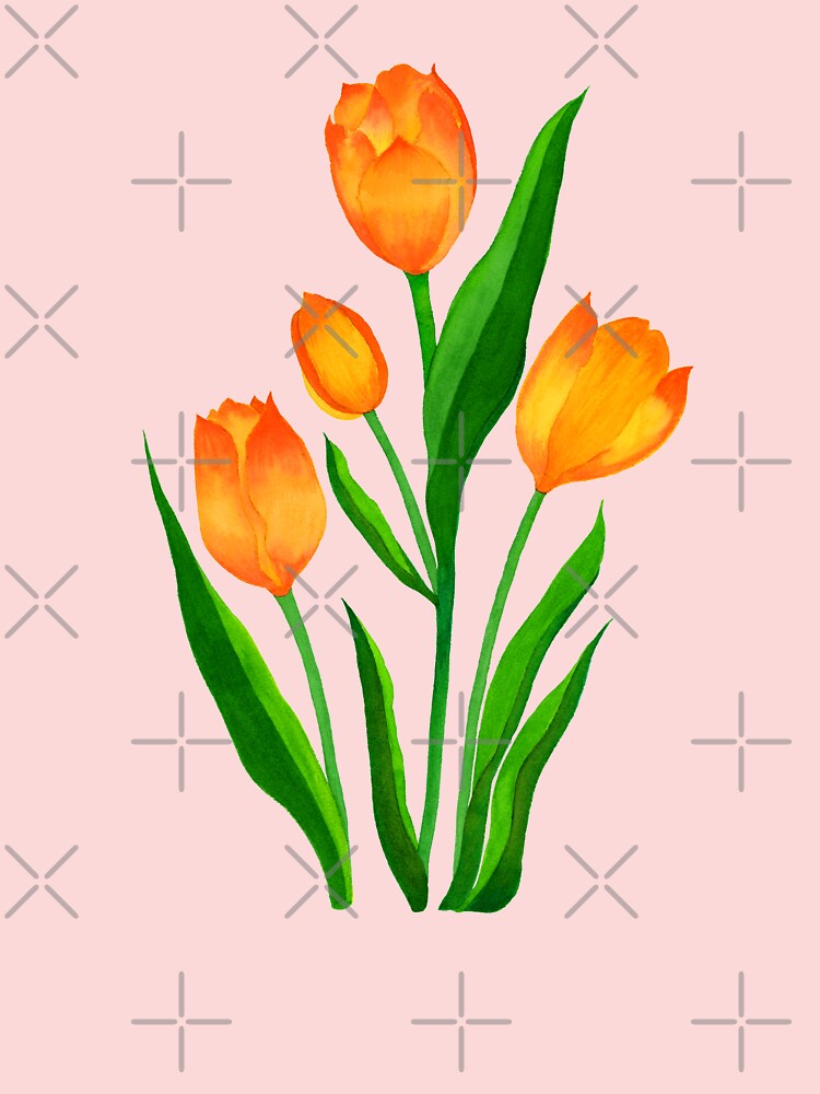 Watercolor Orange Red Tulips | Baby One-Piece