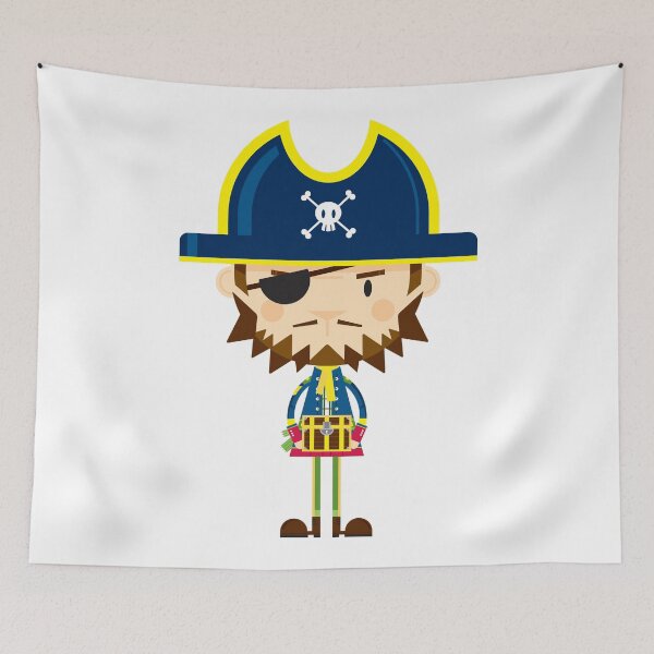 Item preview, Cartoon Eye Patch Pirate Captain with Treasure Chest designed and sold by MurphyCreative.