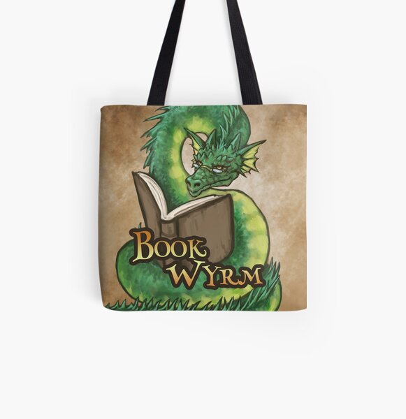 Book Wyrm (Green) All Over Print Tote Bag