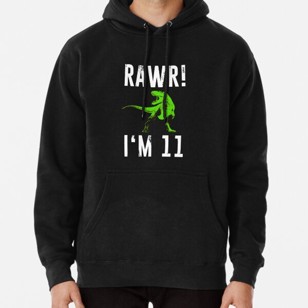 Eleven Year Old Dinosaur | 11th Birthday Rawr I'm 11 Art Pullover Hoodie