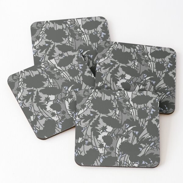 Item preview, Gray Leaves Camouflage Digital Flowers Pattern in Gray and Black designed and sold by ShopieHome.
