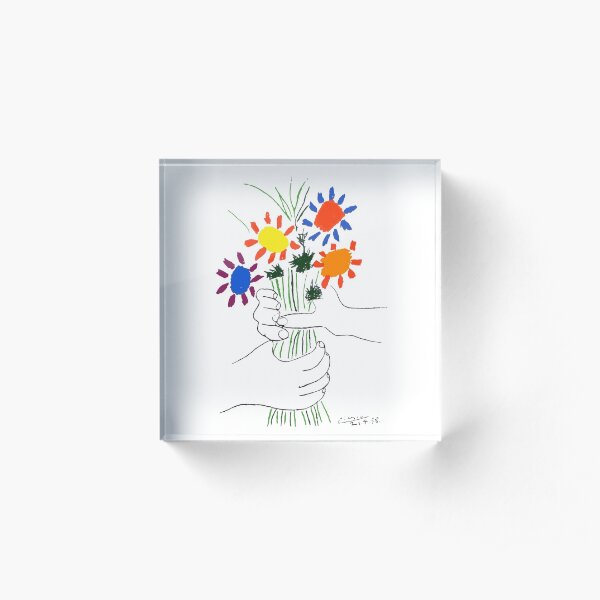 Pablo Picasso Bouquet Of Peace 1958 (Flowers Bouquet With Hands) or Le Bouquet de la Amitié (friendship) Acrylic Block
