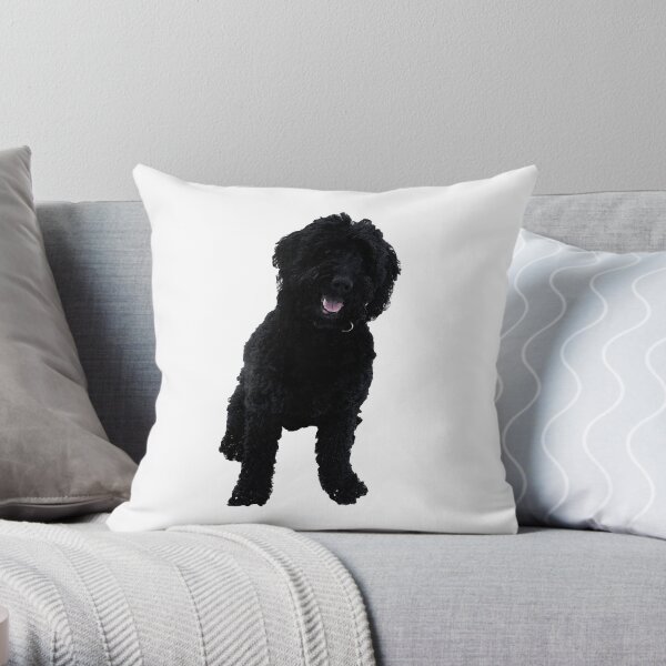 Black Goldendoodle Throw Pillow
