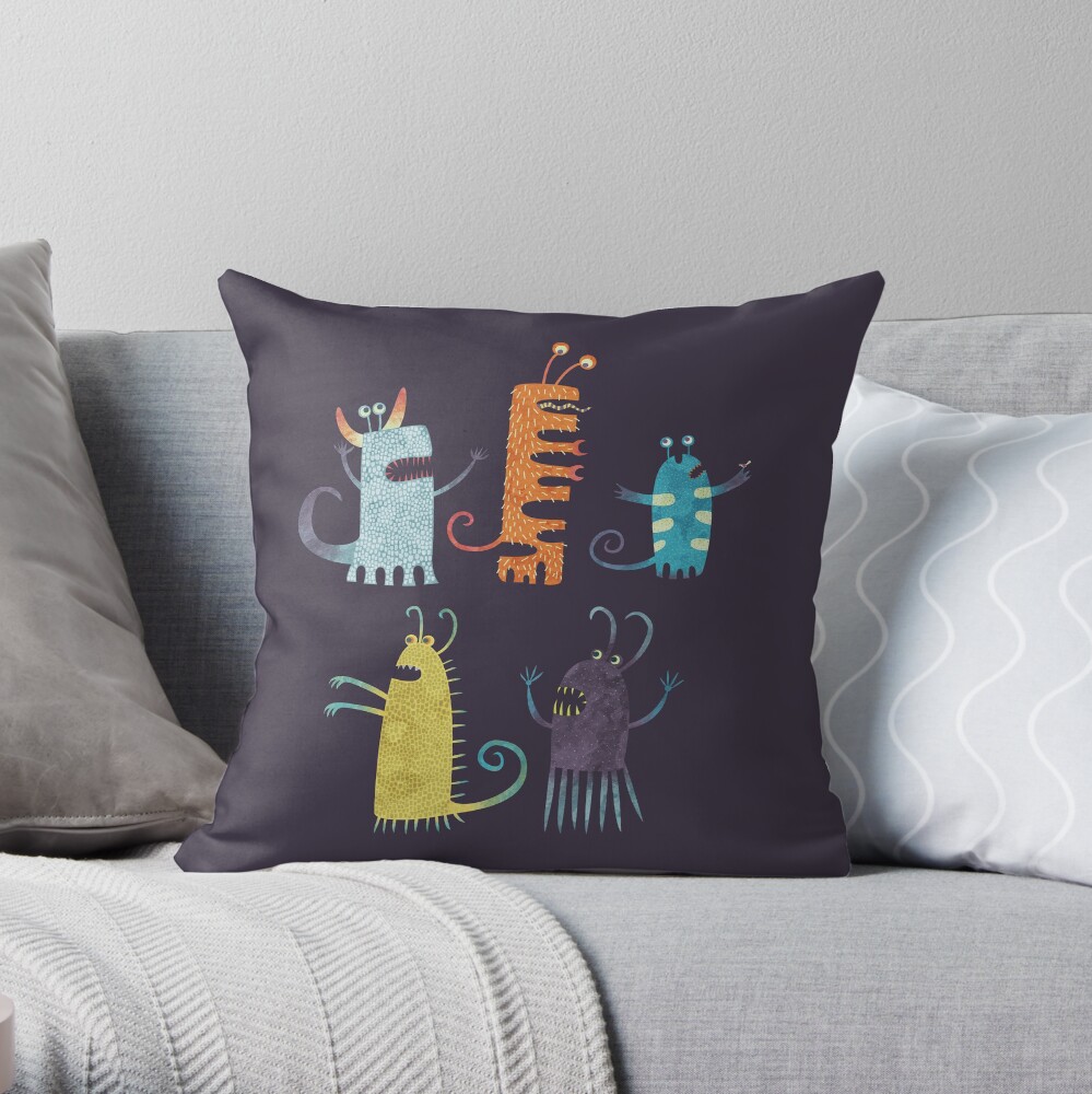 Secretly Vegetarian Monsters Throw Pillow