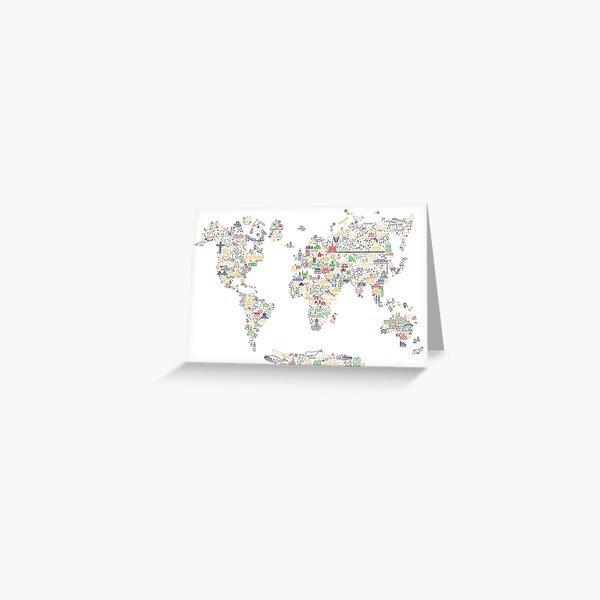 Item preview, World Travel Line Icons Map. Travel Poster with animals and sightseeing attractions.  designed and sold by Moloko88.