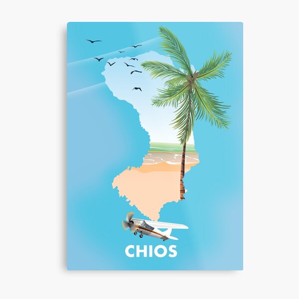 Chios Greece Travel map poster Metal Print