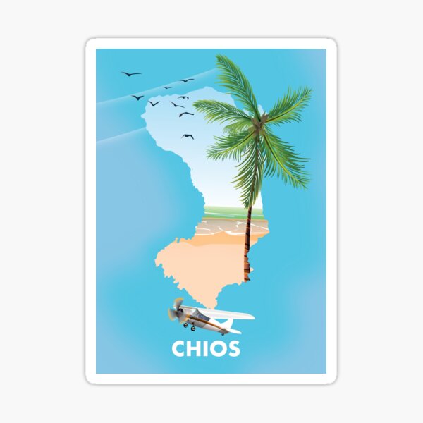 Chios Greece Travel map poster Sticker