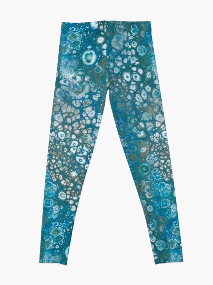 Alternate view of Fluid painting emerald lake with green cells Leggings