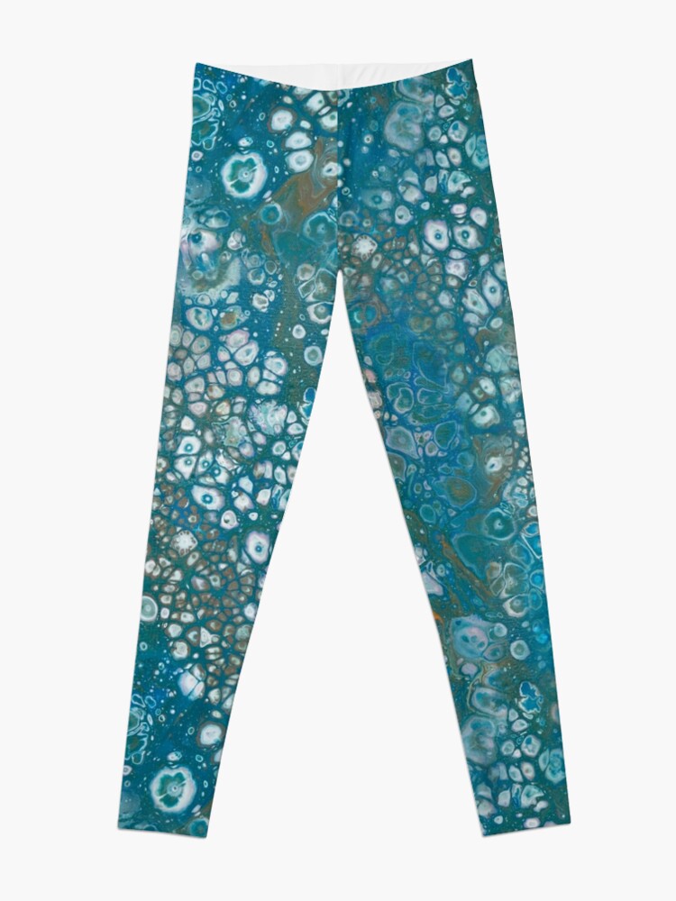 Alternate view of Fluid painting emerald lake with green cells Leggings