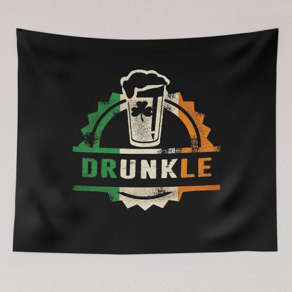 Item preview, Irish Drunkle Drunk Uncle Beer Irish Flag Colors Distressed retro Vintage Look designed and sold by funnytshirtemp.