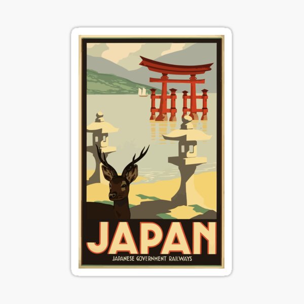 Item preview, Vintage Japanese Torii Travel Poster designed and sold by suivezmoi.