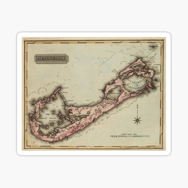 Vintage Map of Bermuda (1823) Sticker